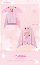 Load image into Gallery viewer, Moeyu: Sakura Future Squinting: Eyes Series Multifunctional Hooded Air Conditioning Blanket Pillow Warm Flannel Shawl-Moeyu-Makochan.store