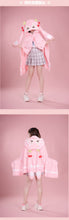 Load image into Gallery viewer, Moeyu: Sakura Future Squinting: Eyes Series Multifunctional Hooded Air Conditioning Blanket Pillow Warm Flannel Shawl-Moeyu-Makochan.store