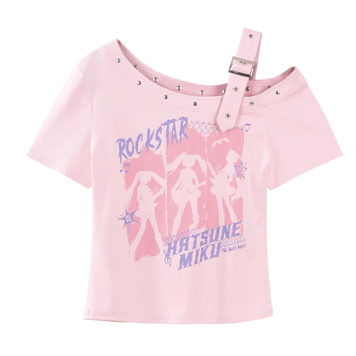 Moeyu Hatsune Miku Rock Future Series Off-Shoulder Short T-Shirt