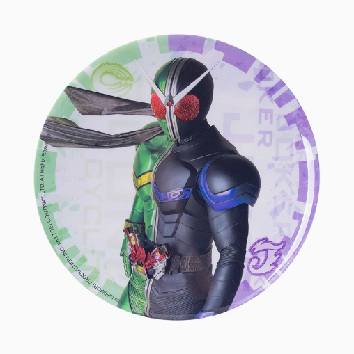 Moeyu Kamen Rider W Double Riders Large Tinplate Badge, Anime Display Pin Stand