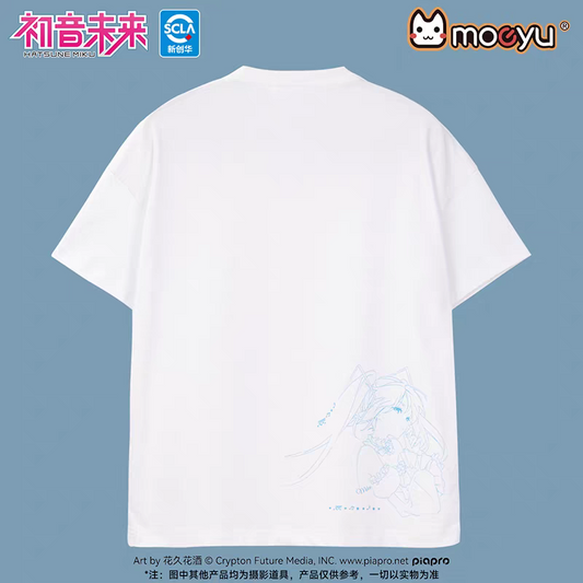 Moeyu Hatsune Miku "Slumbering Dreamscape" Summer Short-Sleeve T-Shirt - Kawaii Oversized Crew Neck Anime Top - Moeyu - Makochan - Belgium - Europe