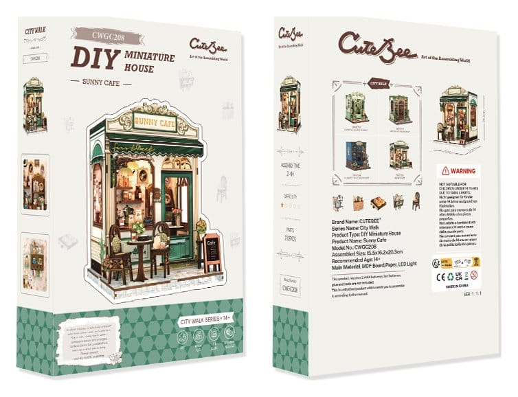 CuteBee Miniature House Model Kit Sunny Cafe 20 x 16 cm | Makochan