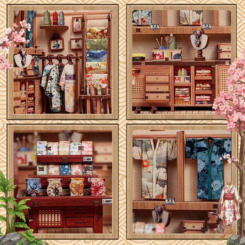 CuteBee Miniature House Model Kit Sakura O Kimono Shop 19 x 14 cm | Makochan