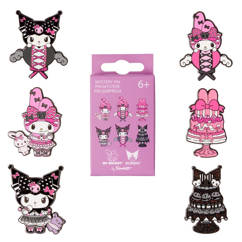 Loungefly Paramount by Loungefly Enamel Pins Blind Box My Melody and Kuromi Pink and Black Assortment (12) | Makochan