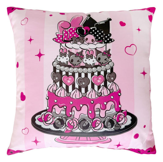 Sakami Merchandise Sanrio Pink Black Party Series Pillow Kuromi & My Melody 35 x 35 cm | Makochan
