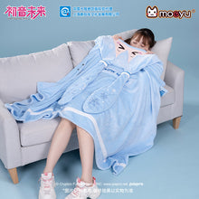 Load image into Gallery viewer, Moeyu Hatsune Miku Snow Miku Multifunctional Hooded Blanket Pillow Warm Flannel Shawl
