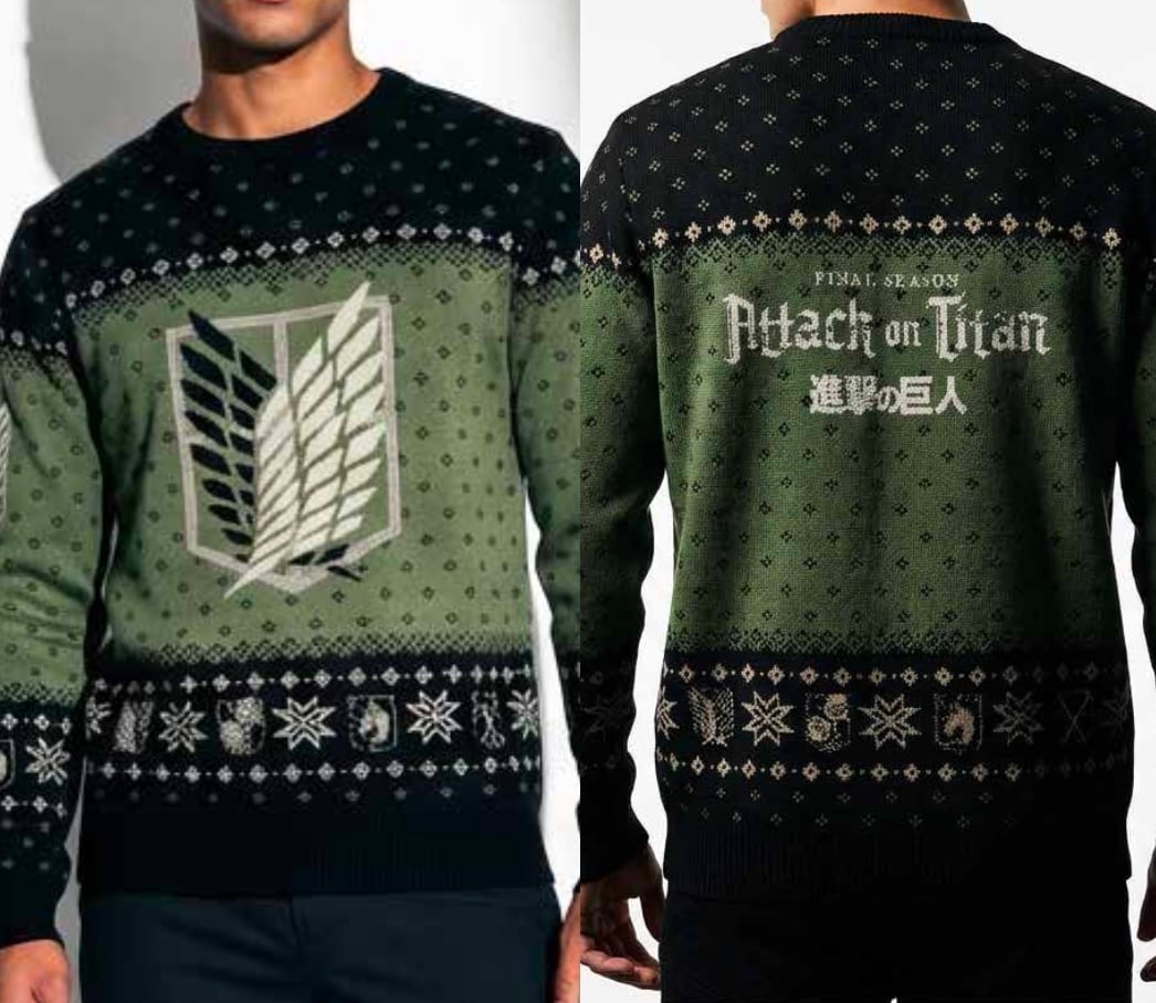 ATTACK ON TITAN - Logo - Men Christmas Sweaters (S)