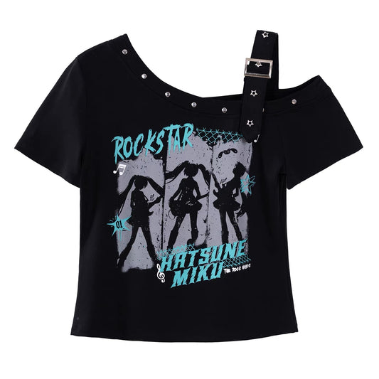 Moeyu Hatsune Miku Rock Future Series Off-Shoulder Short T-Shirt