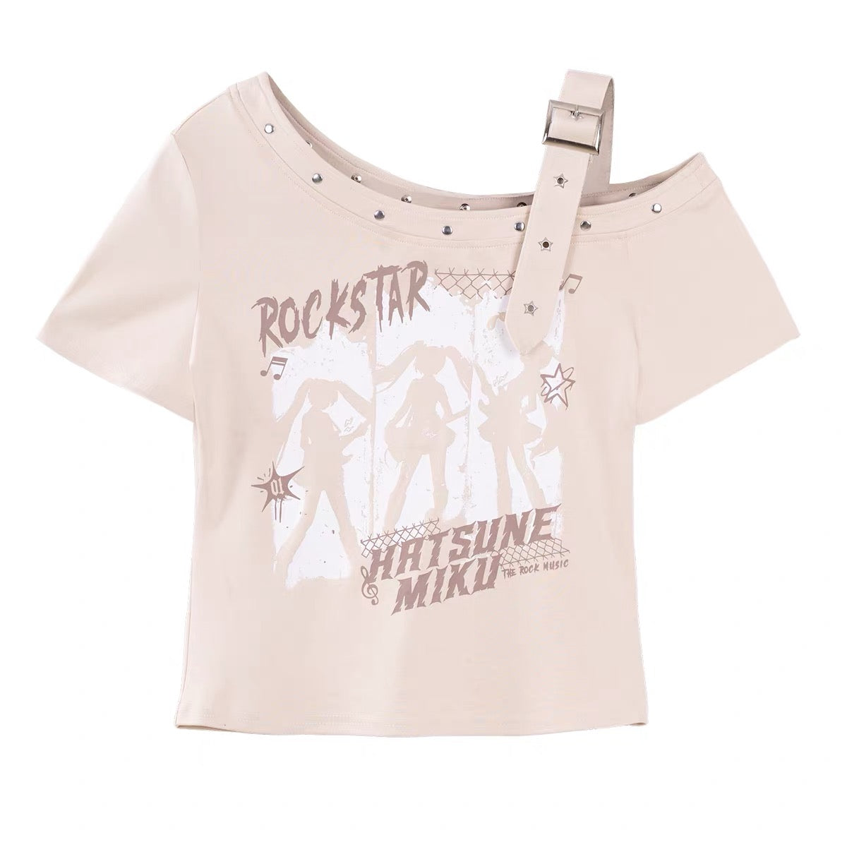 Moeyu Hatsune Miku Rock Future Series Off-Shoulder Short T-Shirt