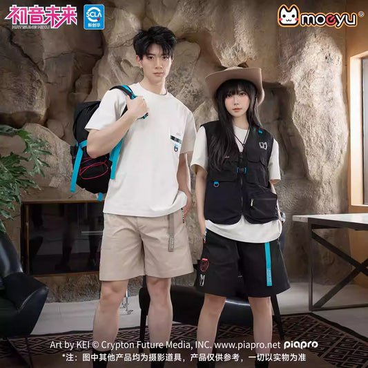 Moeyu Hatsune Miku "Neon Electronic Music" Summer T-Shirt - 100% Pure Cotton Unisex Short-Sleeve Tee - Official Vocaloid Cyber-Style Streetwear - Moeyu - Makochan - Belgium - Europe