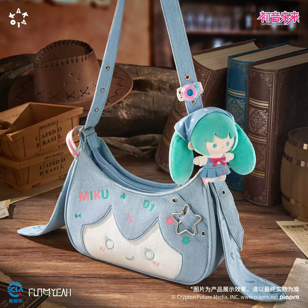 FUN4YEAH × KAKALOK Hatsune Miku Denim Tribe Series Ita Crossbody Bag