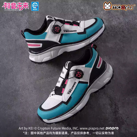 Moeyu Hatsune Miku "Neon Electronic Music" Mesh Sneakers - Men's Lightweight Breathable Casual Shoes - Official Cyber-Style Sports Footwear - Moeyu - Makochan - Belgium - Europe