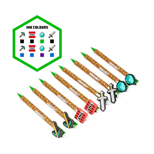 MINECRAFT - Tools - Set of 8 Head Topper Erasable Gel Pen
