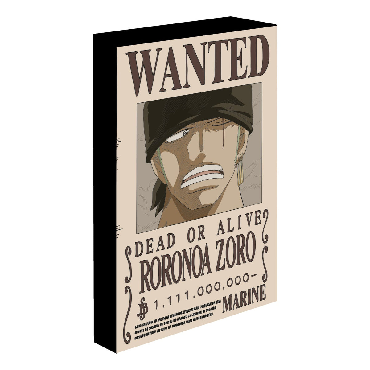 ONE PIECE - Zoro Wanted - Light Canvas 40X30 Cm