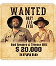 Bud Spencer & Terence Hill Tin coasters Wanted 10 x 10 cm by Blechwaren Fabrik Braunschweig