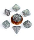 FanRoll Mini Dice Set Stardust Gray with Silver Numbers (7) by FanRoll