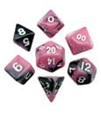 FanRoll Mini Dice Set Pink/Black with White Numbers (7) by FanRoll
