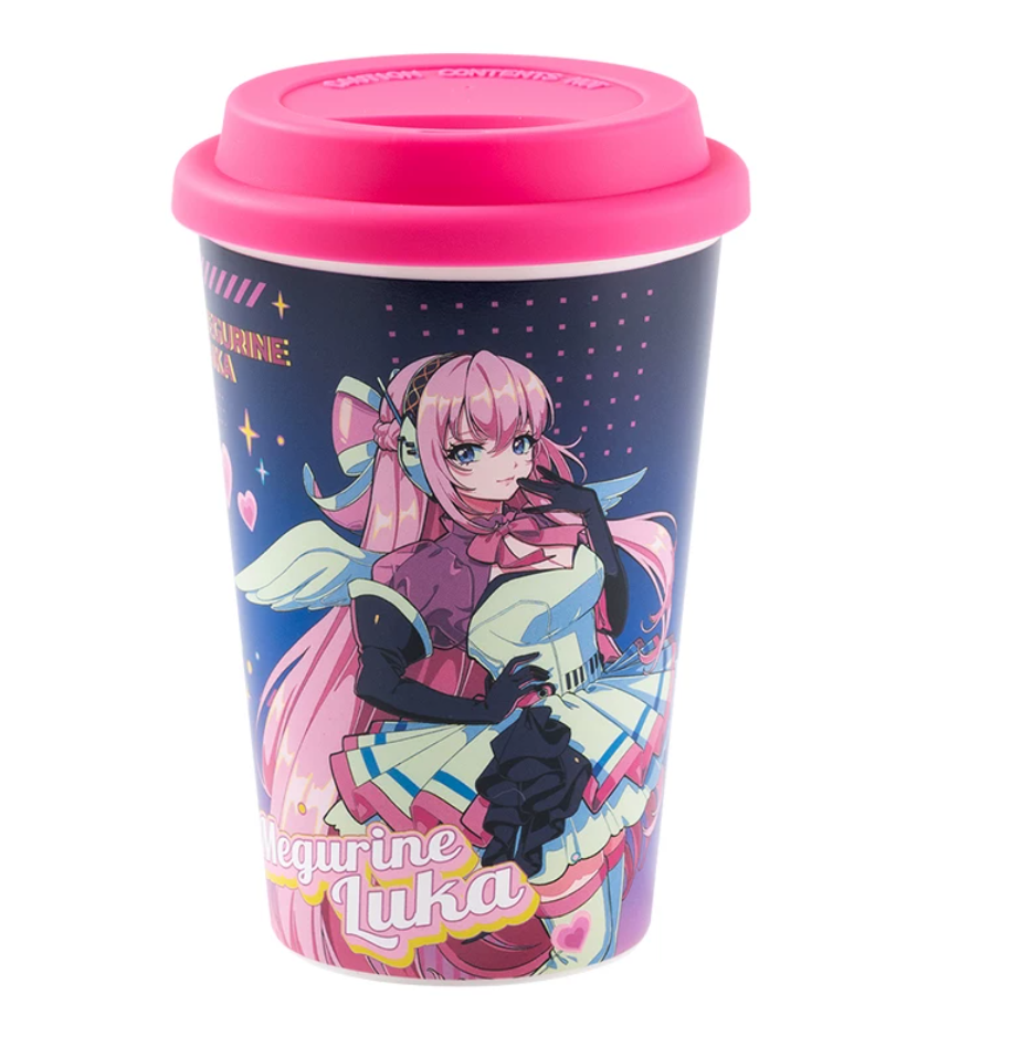 Moeyu Hatsune Miku Synthesizer Wave-Shaped Ceramic Cup With Lid | Cute Anime Miku Mug & Water Bottle