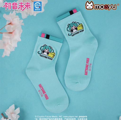 Moeyu Hatsune Miku YaoYao Series Socks – Women’s Mid-Calf Summer Breathable Sport & School Style Socks - Moeyu - Makochan - Belgium - Europe