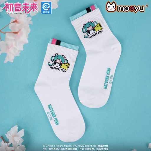 Moeyu Hatsune Miku YaoYao Series Socks – Women’s Mid-Calf Summer Breathable Sport & School Style Socks - Moeyu - Makochan - Belgium - Europe
