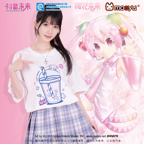 Moeyu Hatsune Miku Sakura Future “Happy Journey” Series T-Shirt | Unisex Short Sleeve Casual Tee - Moeyu - Makochan - Belgium - Europe