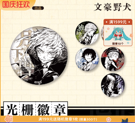 Tianwen Kadokawa Bungo Stray Dogs Official Lenticular Badge | Anime Collectible Pin - Kadokawa - Makochan - Belgium - Europe