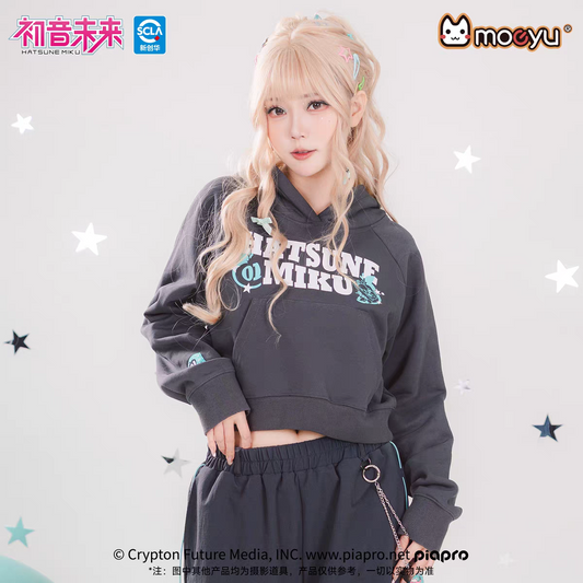 Moeyu Hatsune Miku "Millennium Ice Candy" Series Women's Cropped Hoodie - Y2K Aesthetic Loose Pullover Sweatshirt - Moeyu - Makochan - Belgium - Europe