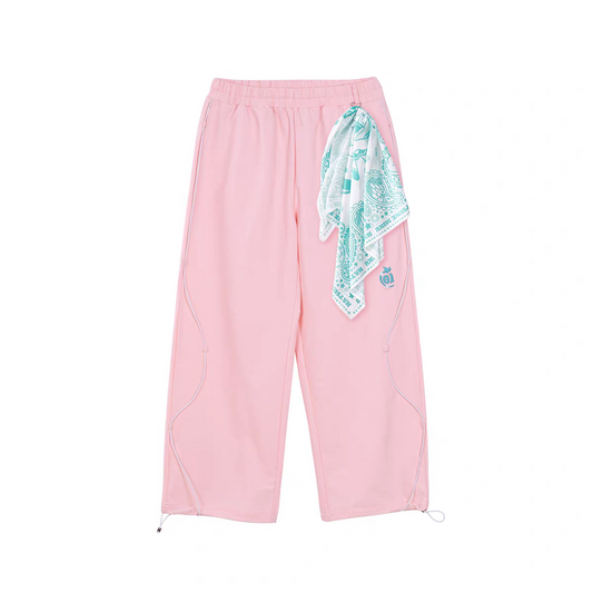 Moeyu Hatsune Miku "Millennium Ice Candy" Contrast Cargo Pants - Y2K Wide-Leg Trousers with Detachable Scarf - Moeyu - Makochan - Belgium - Europe