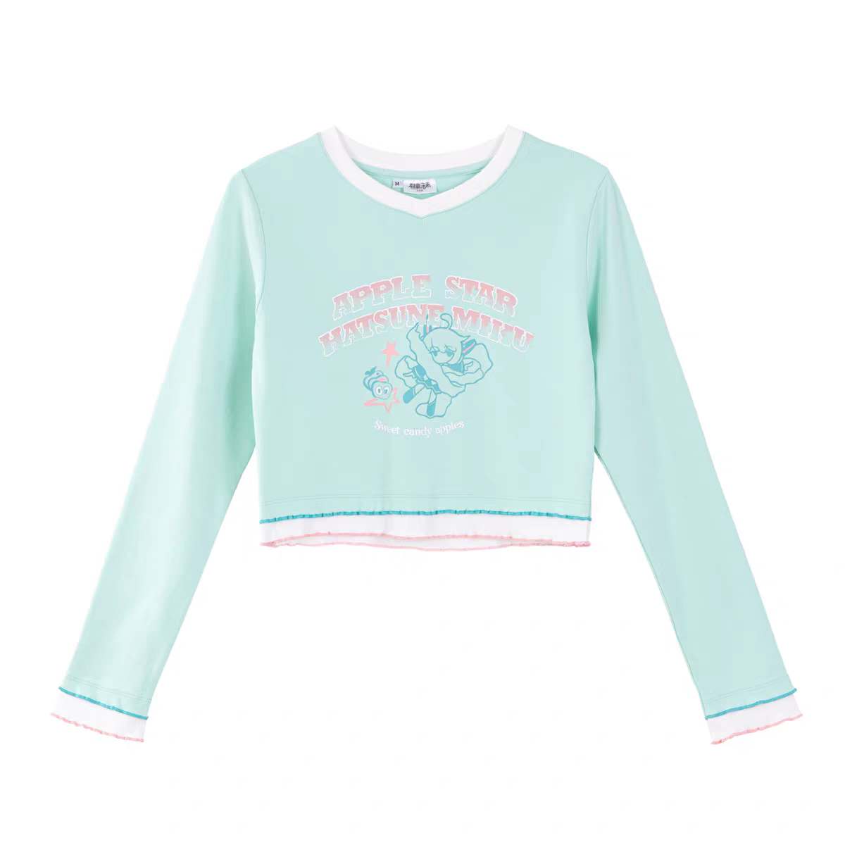 Moeyu Hatsune Miku "Millennium Ice Candy" Long Sleeve T-Shirt - Y2K Spicy Girl Slim Fit Cropped V-Neck Top - Moeyu - Makochan - Belgium - Europe