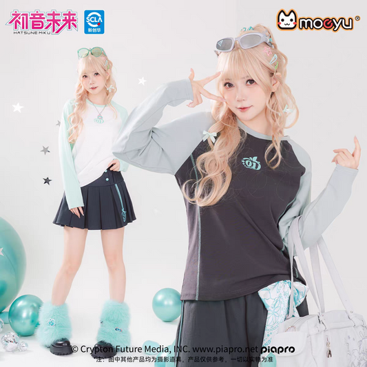 Moeyu Hatsune Miku "Millennium Ice Candy" Raglan Sleeve T-Shirt - Y2K Contrast Color Long Sleeve Base Layer - Moeyu - Makochan - Belgium - Europe