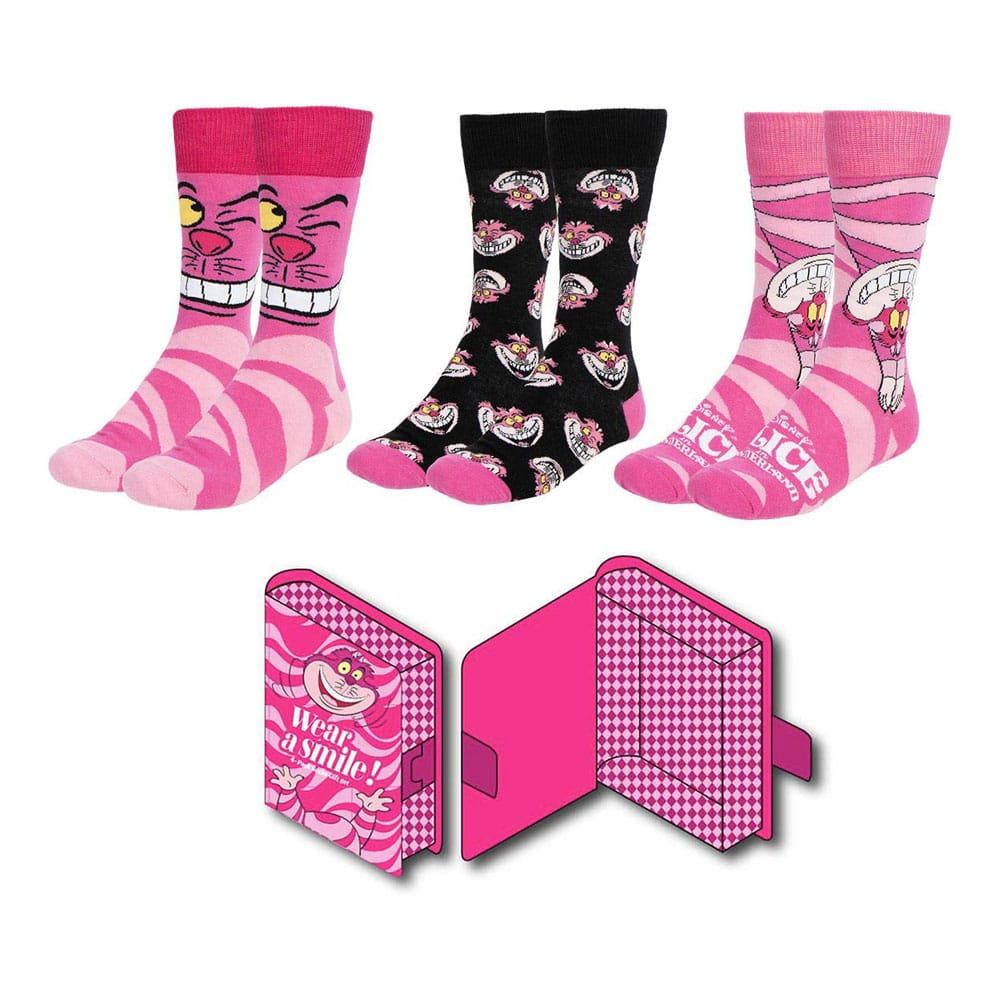 Cerdá Disney Socks 3-Pack Alice in Wonderland Cheshire Cat 36-43 | Makochan