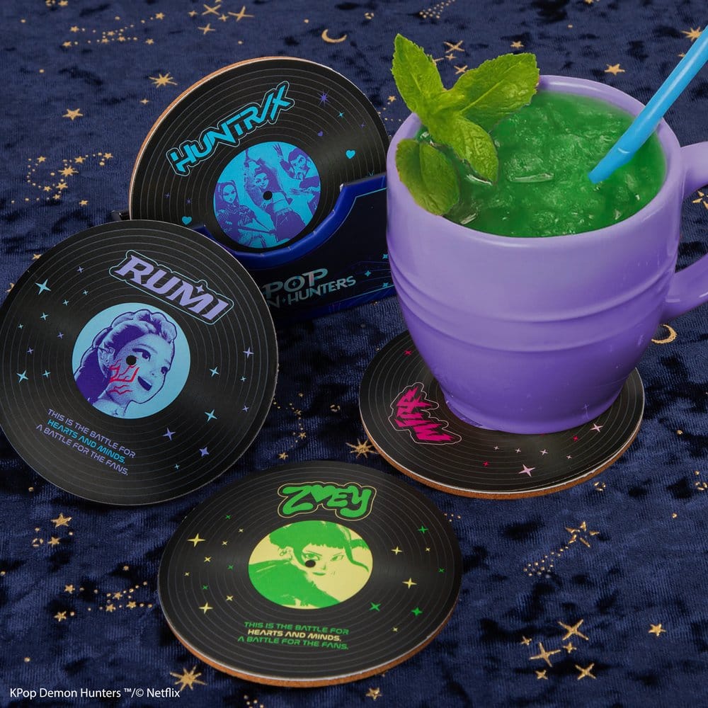 Cinereplicas KPop Demon Hunters Set of 4 Coasters Hunters & Demons Soundtrack | Makochan