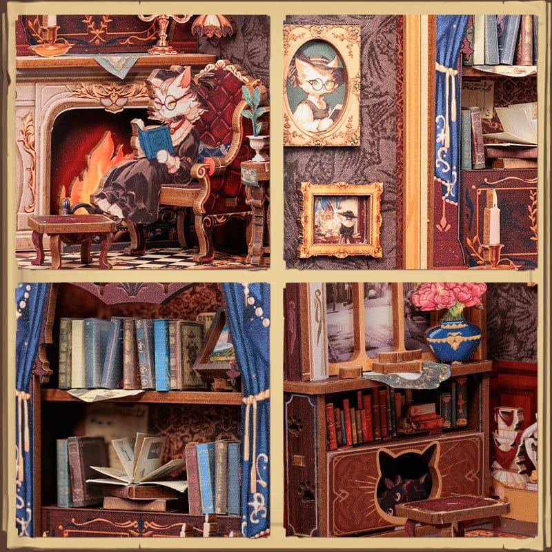 CuteBee Book Nook Count Cat´s Study 17 x 12 cm | Makochan