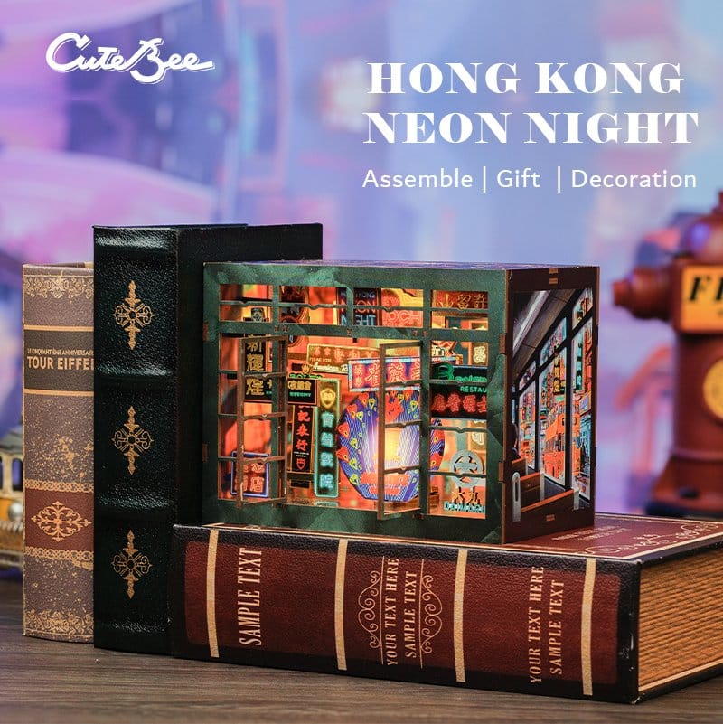CuteBee Book Nook Hong Kong Neon Light 13 x 17 cm | Makochan