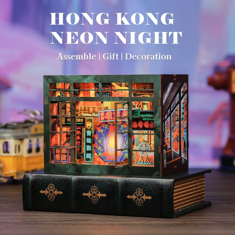CuteBee Book Nook Hong Kong Neon Light 13 x 17 cm | Makochan