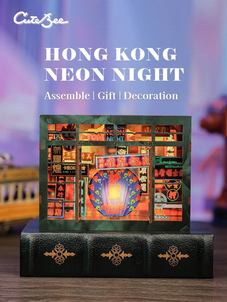 CuteBee Book Nook Hong Kong Neon Light 13 x 17 cm | Makochan