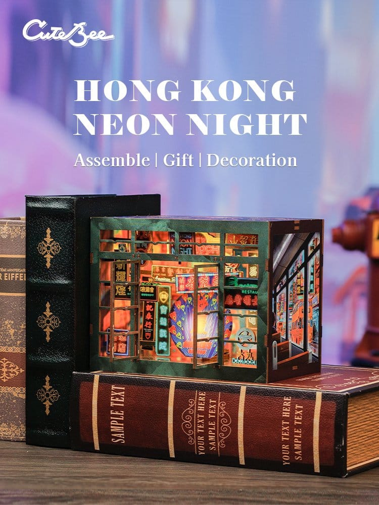 CuteBee Book Nook Hong Kong Neon Light 13 x 17 cm | Makochan