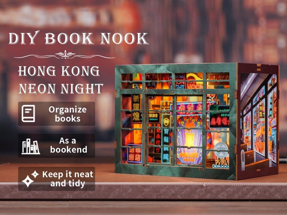 CuteBee Book Nook Hong Kong Neon Light 13 x 17 cm | Makochan