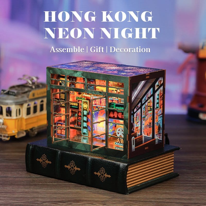 CuteBee Book Nook Hong Kong Neon Light 13 x 17 cm | Makochan