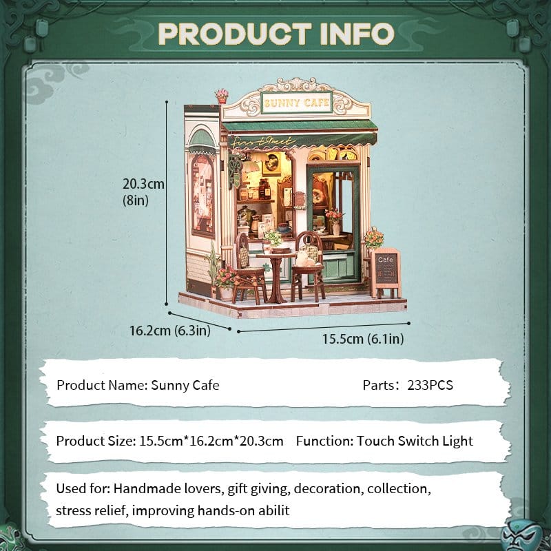 CuteBee Miniature House Model Kit Sunny Cafe 20 x 16 cm | Makochan