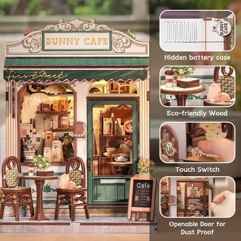 CuteBee Miniature House Model Kit Sunny Cafe 20 x 16 cm | Makochan