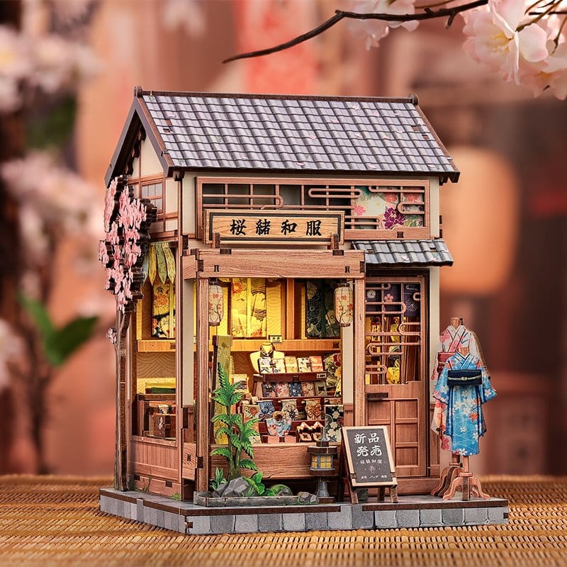 CuteBee Miniature House Model Kit Sakura O Kimono Shop 19 x 14 cm | Makochan