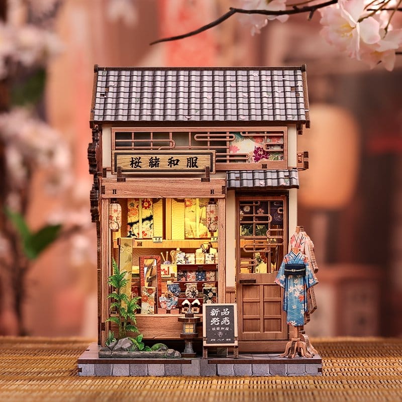 CuteBee Miniature House Model Kit Sakura O Kimono Shop 19 x 14 cm | Makochan