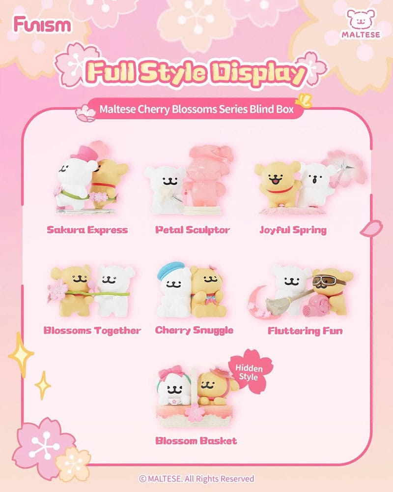 Funism Maltese Cherry Blossoms Series Mini Figures 10 cm Display (6) | Makochan