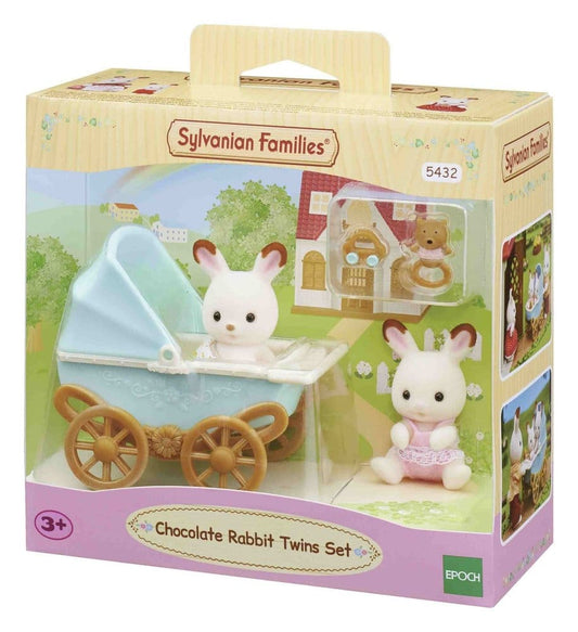 Epoch Toys Sylvanian Families: Chocolate Rabbit Twins with Stroller Set | Makochan