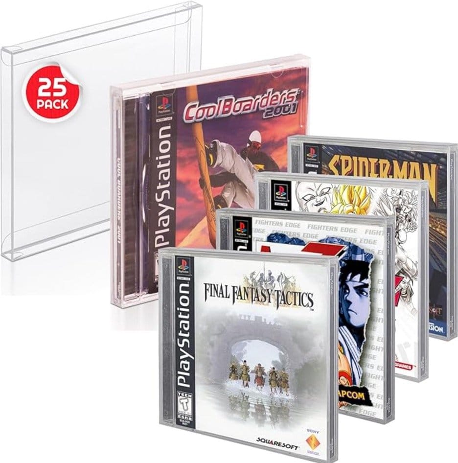 Evoretro PET Protectors 25-Pack for PS1/Single CD/Dreamcast (Jewel Case) Games | Makochan