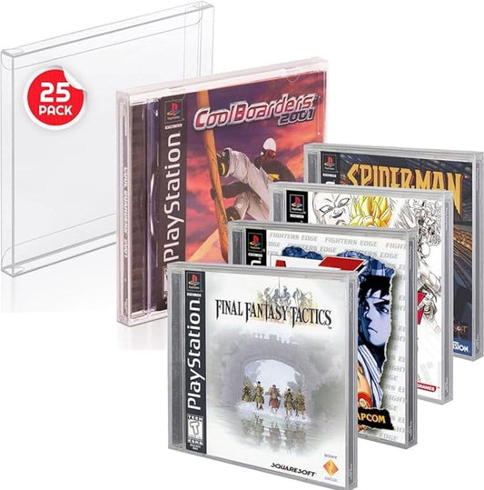 Evoretro PET Protectors 25-Pack for PS1/Single CD/Dreamcast (Jewel Case) Games | Makochan