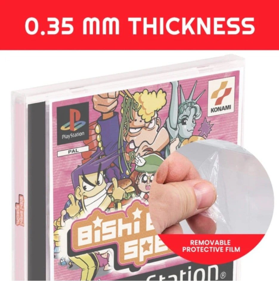 Evoretro PET Protectors 25-Pack for PS1/Single CD/Dreamcast (Jewel Case) Games | Makochan