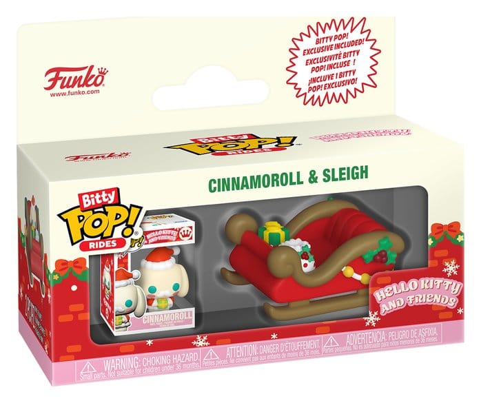 Funko Hello Kitty Bitty POP! Rides Vinyl Figure Holiday- Sleigh with CMRL 2 cm | Makochan