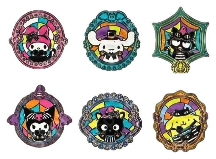 Loungefly Sanrio by Loungefly Enamel Pins Blind Box Hello Kitty and Friends Halloween Stained Glass Display (12) | Makochan